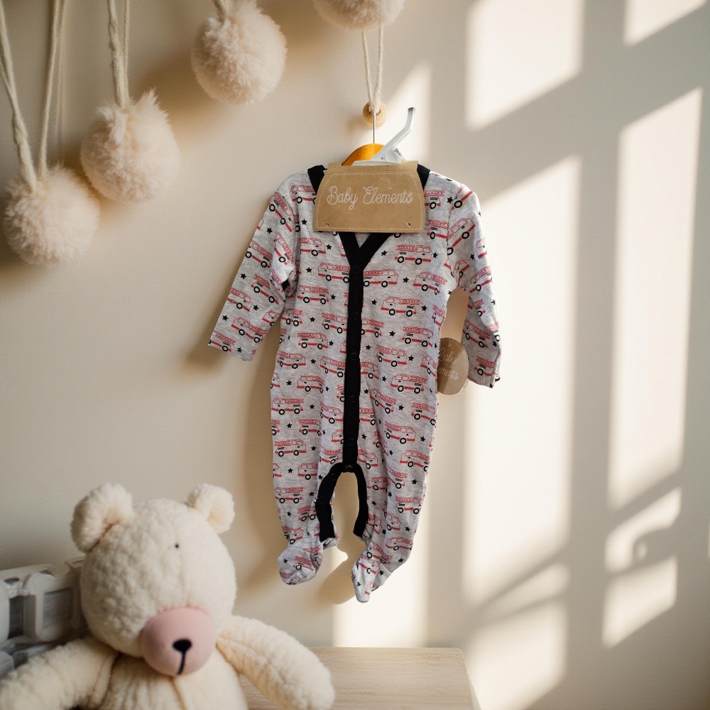 1 Element  One Piece pjs with firetrucks